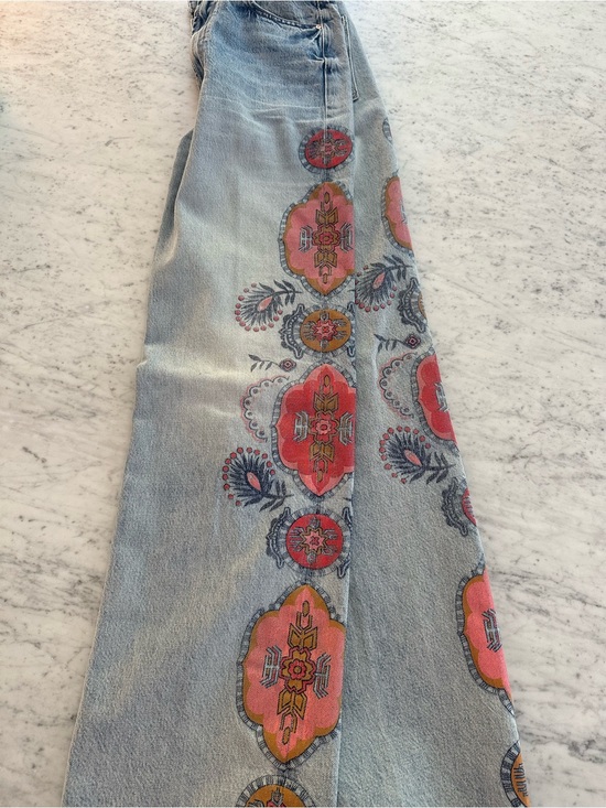 MOTHER Denim - Mother denim jeans The Maven Sneak Embroidery-Print Wide-Leg Jeans